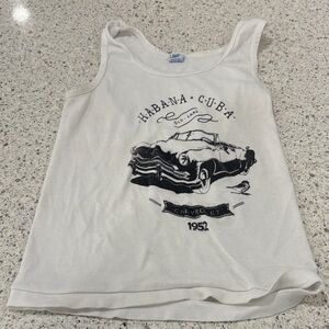 White Havana Cuba Tank Top with Car Print